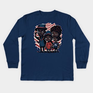 Patriotic American Family Kids Long Sleeve T-Shirt